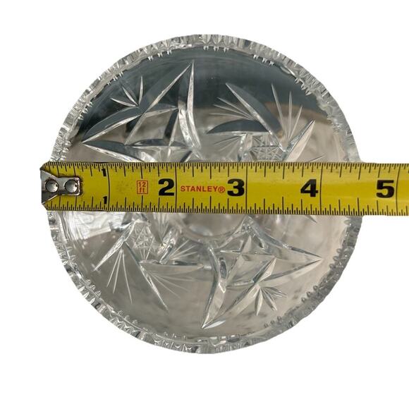 Vintage Bohemian Heavy Hand Cut 3 Footed Crystal Vase 5.75”H Clear Gift Feet - Picture 12 of 16